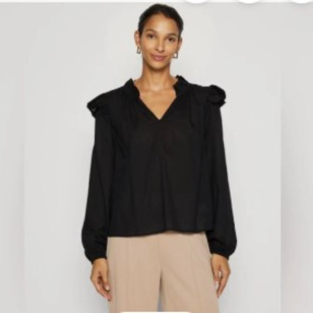 Gap, Black Ruffle Blouse, Size:XXL, NWT